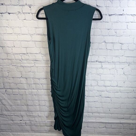 👗 Halogen Mock Neck Green Dress - Size Small - Jersey Knit with Side Ruching - Picture 4 of 4